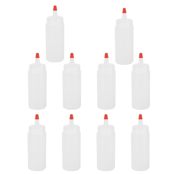 Masteelf 10pcs 120ml Plastic Squeeze Condiment Bottles with On Lids Dispensers for Ketchup Mustard Hot Sauces Olive Oil BBQ Set
