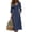 Navy, variant on Zeijnsda Maxi Dresses for Women Solid Color 3/4 Sleeved Midi Dresses V-Neck Full Button Long Dresses Fashion A-Line Maxi Dresses for Casual Daily Business Wear