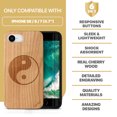 thumbnail image 7 of Case Yard Wooden Case Outside Soft TPU Silicone, Slim Fit Shockproof Wood Protective Phone Cover for Girls Boys Men and Women, Supports Wireless Charging Yin Yang Design case for iPhone-SE, 7 of 7