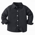 thumbnail image 5 of Ccpelsie Boys Button Down Shirt Long Sleeve Solid Dress Shirt with Point Collar for Uniform Casual Wear Holidays and Family Photos(A-Black,2-3 Years), 5 of 5