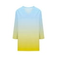 thumbnail image 4 of Tops for Women Plus Size 3/4 Sleeve V-Neck Casual Print Loose Blouse Shirts,Womens Blouse Yellow, 4 of 5
