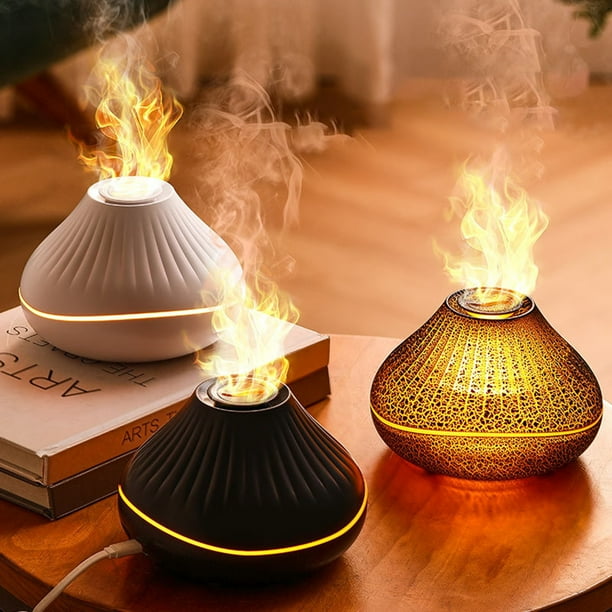 Humidificador de aromaterapia efecto llama | Difusor de niebla LED colorido alimentado por USB | Tanque de 160 ml | Funcionamiento silencioso | Ayuda para dormir | Humectante de aire para el