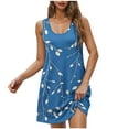 thumbnail image 2 of Aobny Sunday Womens Dresses Blue Slimming Sundress Mini Leaves Sleeveless Crew Neck Women Dresses Summer, 2 of 5