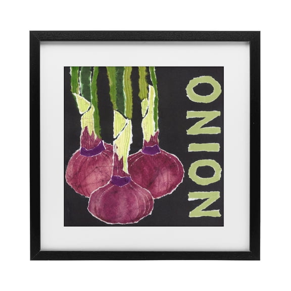 Stupell Industries Farmhouse Collaged Garden Onion Black Framed Print Under Glass, 13 x 13, by Nancy Overton