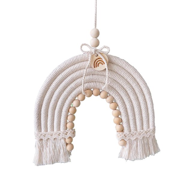 Macramé Arco Iris adorno colgante en la pared decoración artística del hogar tapiz pequeño para habitación