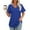 Blue, variant on Women's T Shirts V Neck Short Sleeve Casual Tops Loose Fit Basic Tees with Curved Hem,Yellow,Women's S-XXL
