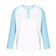 thumbnail image 4 of VSSSJ Mens Color Block Henley Shirt Long Sleeve Button Round Neck Raglan Shirt Fitness Gym Comfortable Athletic Workout T Shirt Tops Sky Blue XXXXL, 4 of 7