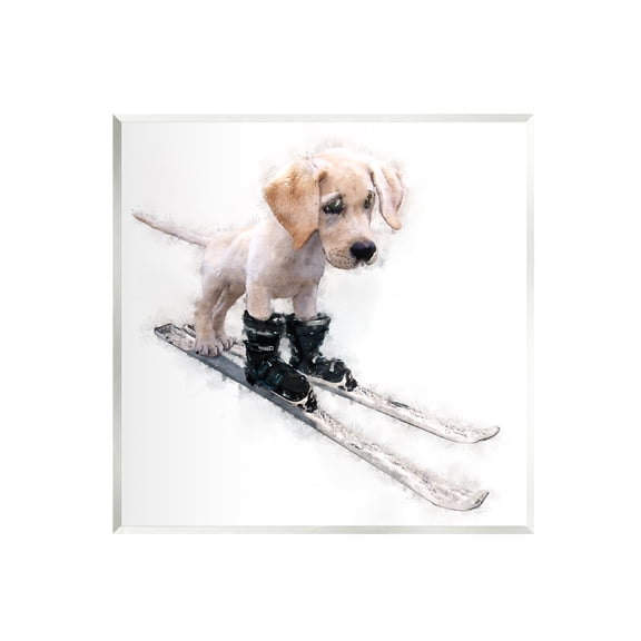Stupell Industries Puppy Skiing Winter Pet Animals & Insects Painting Unframed Art Print Wall Art