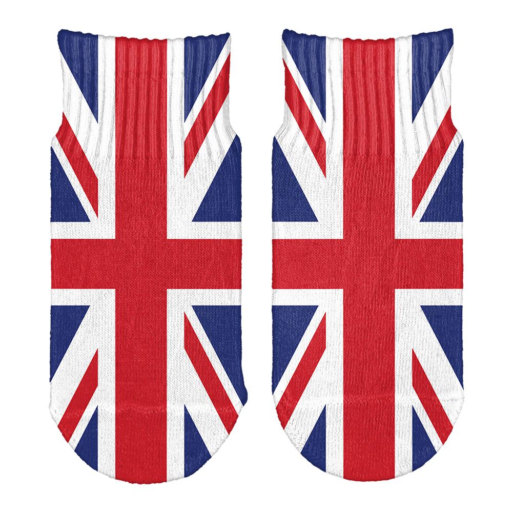 Old Glory British Flag Union Jack All Over Toddler Ankle Socks White