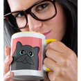 thumbnail image 2 of 3drose, the Curious Cat Grey with Blue Eyes Pink, 15oz Two-tone Yellow Mug, 2 of 6
