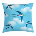 thumbnail image 1 of Birds Throw Pillow Cushion Cover, Illustration of Blue Swallow Bird Among the Clouds Known As Hirundo Atrocaerulea, Decorative Square Accent Pillow Case, 20 X 20 Inches, Multicolor, by Ambesonne, 1 of 2