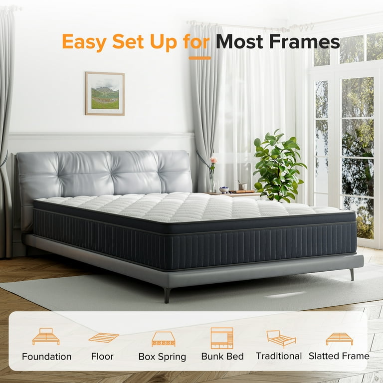 Queen Mattress, Babo Care 12 Inch Cooling-Gel Memory Foam and Individually Pocket Innerspring Hybrid Mattress, Queen Bed Mattress in a Box, CertiPUR-US Certified, Medium Firm Queen Size Mattress