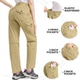 thumbnail image 4 of POENTAB Women's Cargo Hiking Pants Water Resistant Elastic Waist Travel Pants Outdoor Fishing Trousers for All Seasons Khaki, 4 of 7