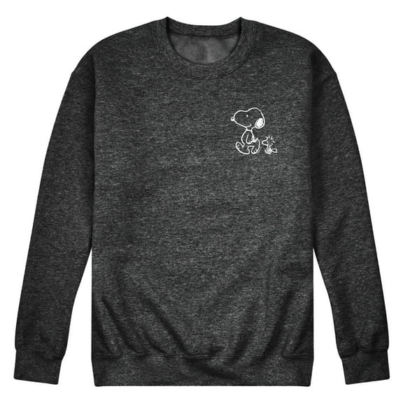Peanuts - Snoopy Woodstock Walk White Ink - Men's Long Sleeve Crew Fleece Sweatshirt