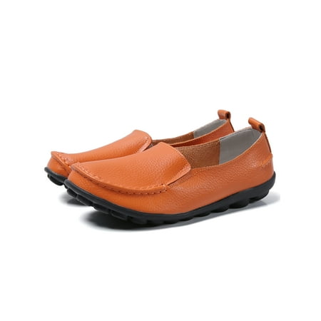 

Woobling Womens Comfort Casual Loafers Slip on Leather Work Walking Moccasin Shoes