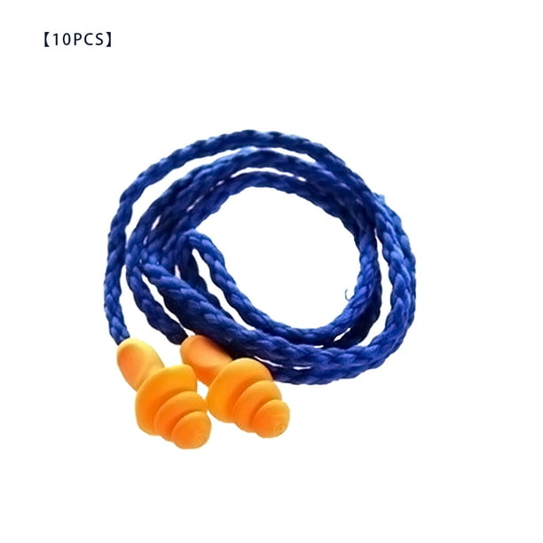 20 paires de bouchons d'oreille en silicone réutilisables avec bouchon d' oreille antibruit de corde pour la protection auditive du sommeil, bleu