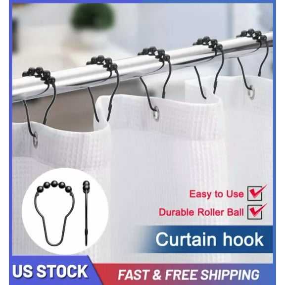 12 Pack Metal Shower Curtain Hooks Shower Curtain Rings Rustproof For Bathroom