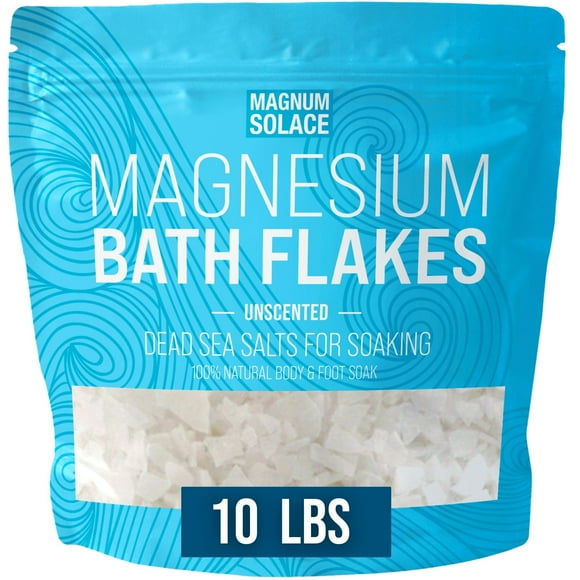 Magnesium Flakes for Bath - Magnesium Chloride Flakes - Dead Sea Salts for Soaking, 10 LBS