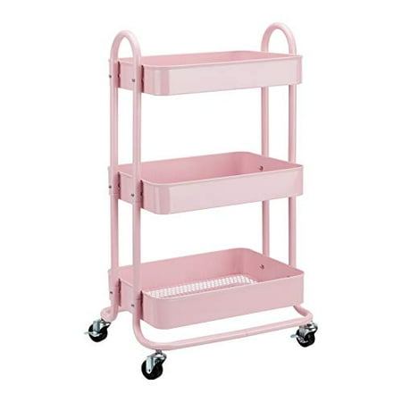Basics 3-Tier Rolling Utility or Kitchen Cart - Dusty Pink
