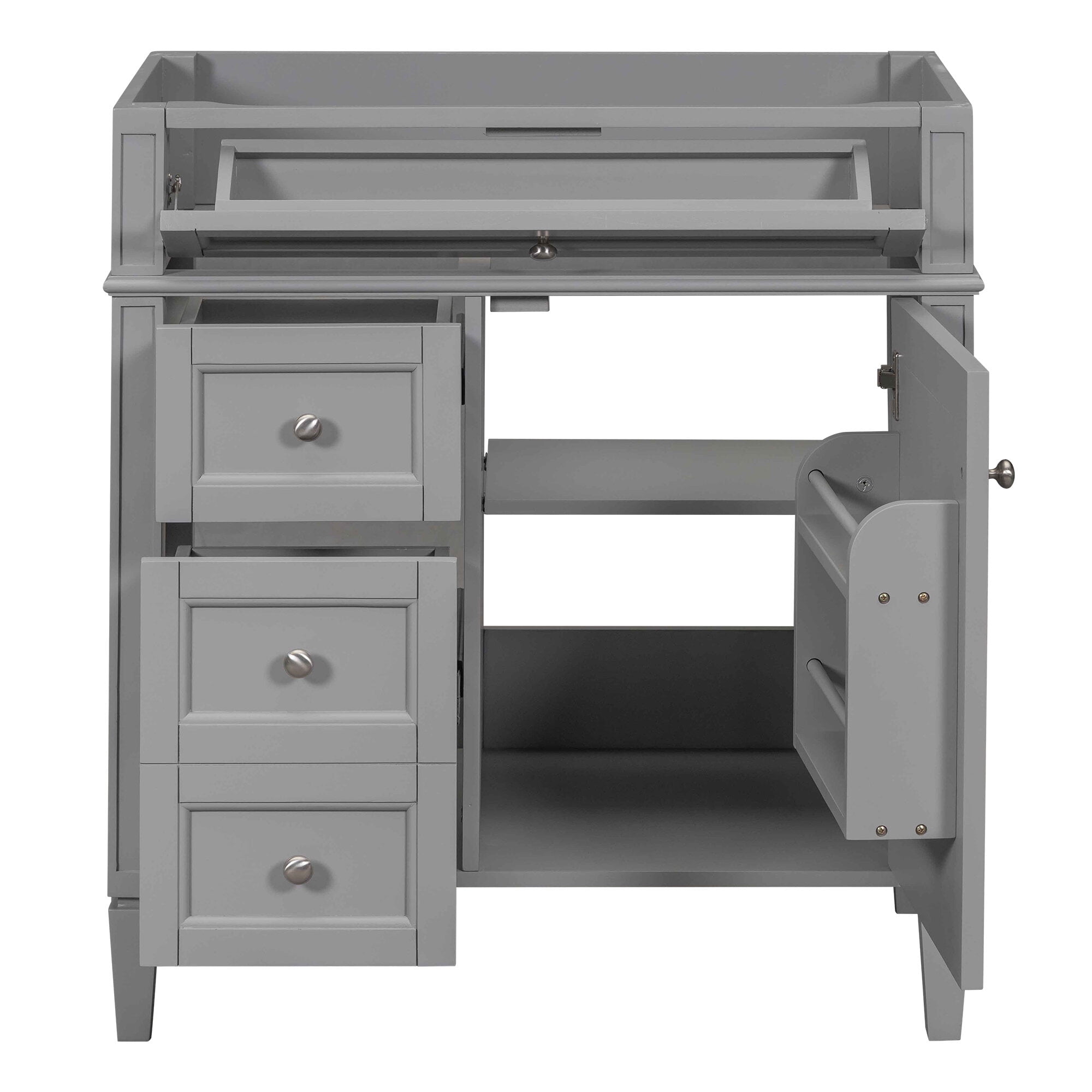 Modern Bathroom Vanity 30'' Bathroom Vanity without Top Sink, Modern Bathroom Storage Cabinet with 2 Drawers and a Tip-out Drawer (NOT INCLUDE BASIN),Wooden Bathroom Vanity