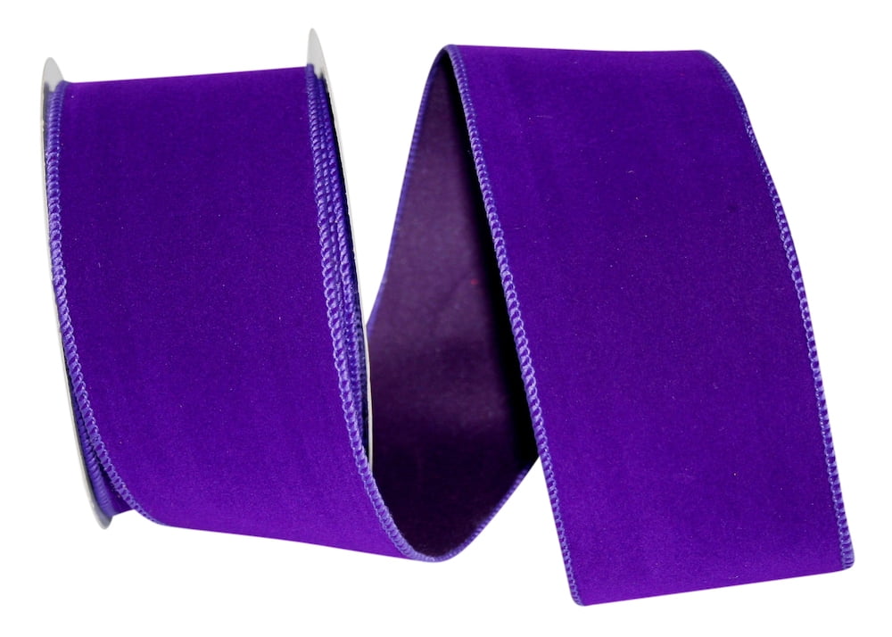Reliant Ribbon - 92799W-064-40F, Velvet Color Wired Edge Ribbon, Purple