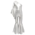 thumbnail image 1 of MSemis Combinaison Hippie pour Filles une Épaule Manches Longues Évasées Pantalon Évasé Grand Disco Argent 12, 1 of 7