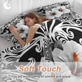 thumbnail image 4 of 3 Piece Black White Spring Floral Duvet Cover Set California King,Microfiber Comforter/Quilt Cover with Corner Ties and 2 Pillowcases,Summer Botanical Modern All Season Bedding with Zipper Closure, 4 of 8