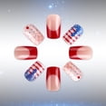 thumbnail image 4 of Yoyauz July 4th Nail Ironing Short Square Independent Day Holiday Nail Fitting US Flag Design Acrylic Nail Set for Women 24 Piece Nail Stickers, 4 of 9