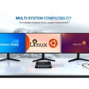 Kinupute Industrial Mini PC, Fanless Desktop Computer Core i7-5500U 2.4-3.0GHz, Windows 10 Pro, 8G RAM, 128G SSD, 2xNICs, 6xCOM RS232, 4xUSB 3.0, HDMI/VGA Ports, Auto Power On, Full Metal Case