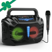 EARISE Vigorowl T60 Portable Karaoke Machine with Lights, Bluetooth PA Speaker with Wired Microphone, Support TF Card/USB/AUX