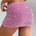 thumbnail image 6 of KHONTS Women's Sequin Skirt Sparkly Elastic Waist Glitter Metallic Fall Outfits Dacne for Cold Weather Pink M, 6 of 8