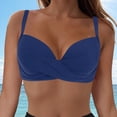 thumbnail image 3 of HCNTES Bikini Tops for Women Only Underwire Swim Top V Neck Adjustable Straps Bathing Suit Tops (Blue-A,XL), 3 of 10