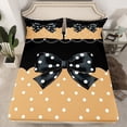 thumbnail image 2 of Homewish Boys Girls Kawaii Bow Knot Full Size Sheets 4-Piece,Polka Dots Breathable Bed Sheets,Black Brown Lightweight Sheet Sets,Breathable Home Decor, 2 of 7