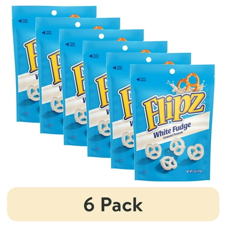 (6 pack) Flipz White Fudge Dipped Pretzels, 5 oz
