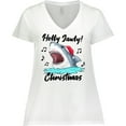 thumbnail image 3 of Inktastic Shark Holly Jawly Christmas Women's Plus Size V-Neck T-Shirt, 3 of 5