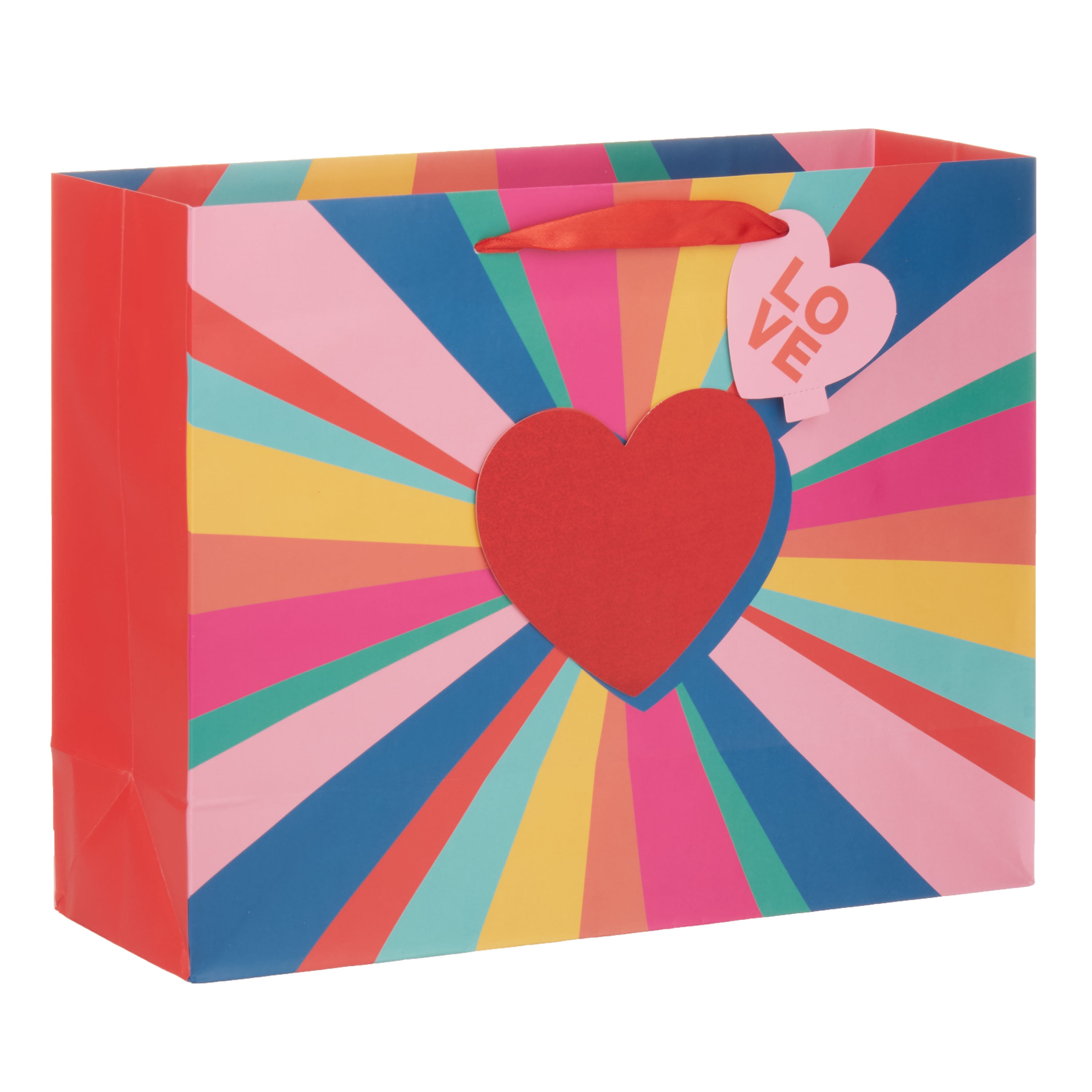 WAY TO CELEBRATE! Way To Celebrate Valentine's Day Rainbow Heart Large Gift Bag, Paper