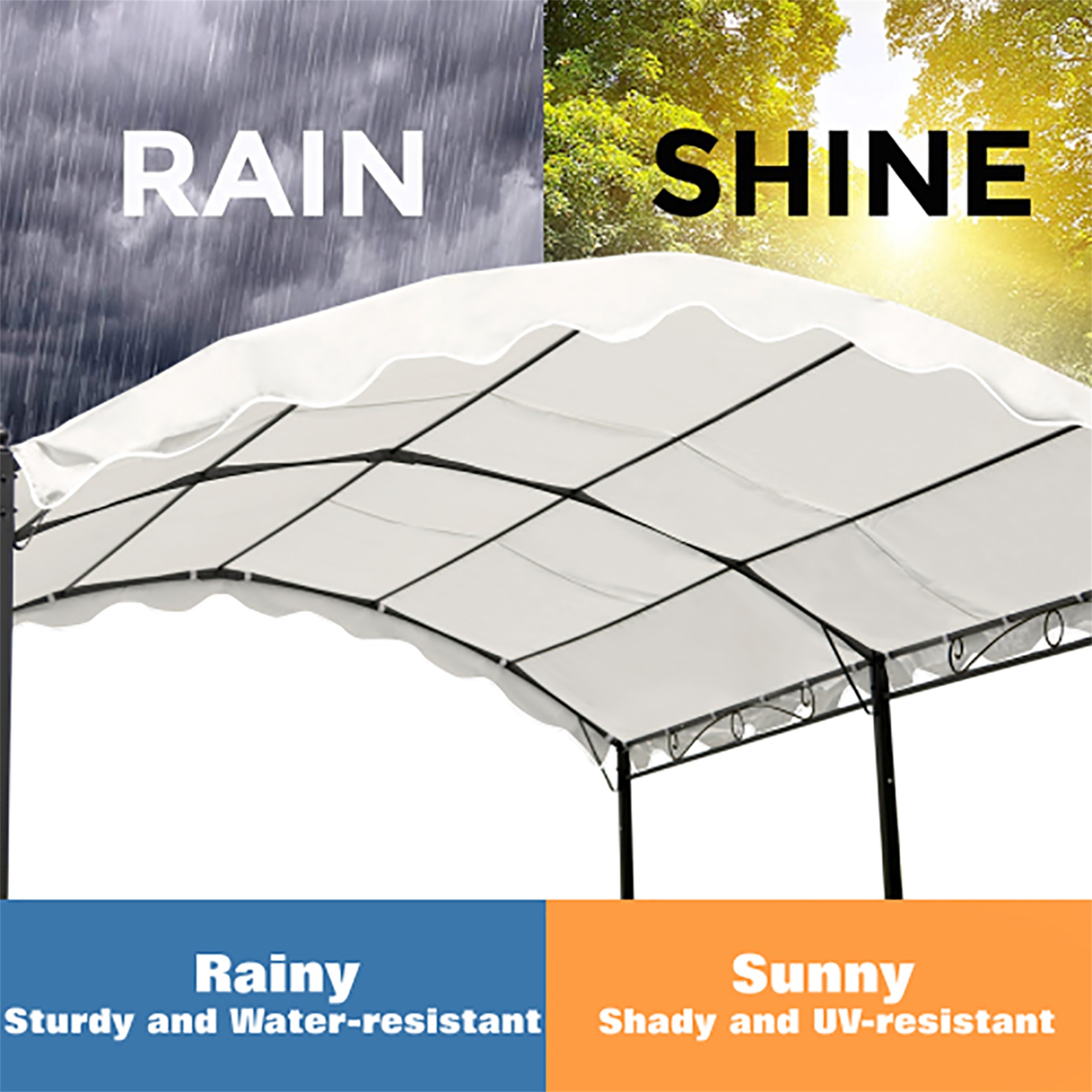 Kadyn Outdoor Patio Iron Carport Shelter Garage Tent, Garden Storage Shed with Anchor Kit, White Kadyn Outdoor Patio Iron Carport Shelter Garage Tent, Garden Storage Shed with Anchor Kit, White