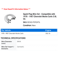 thumbnail image 2 of Spark Plug Wire Set - Compatible with 1978 - 1987 Chevy Monte Carlo 3.8L V6 1979 1980 1981 1982 1983 1984 1985 1986, 2 of 2