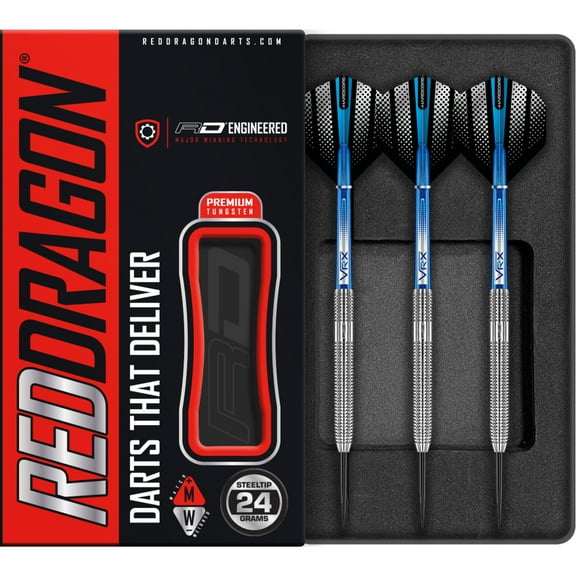 RED DRAGON - Defender 24g Tungsten Darts Set with Flights and Stems