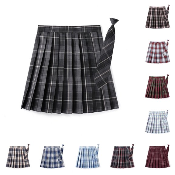 Big Girls Dress Graceful Checkered Pleat Bright Smooth for Casual Charming Elegant Fancy Stylish Pretty Pleated Skirt
