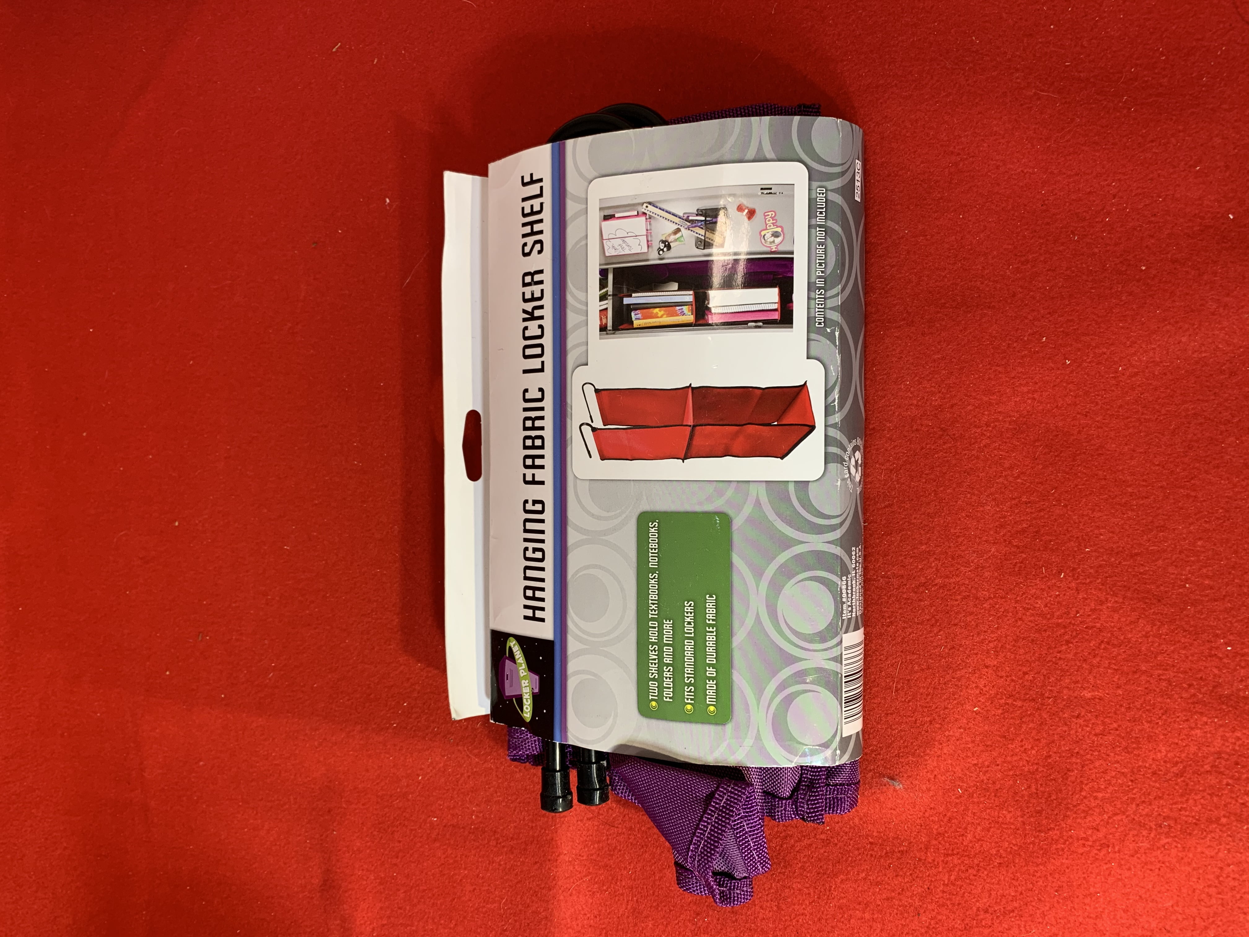 Hanging Fabric Locker Shelf 2 shelves, fits standard lockers, durable