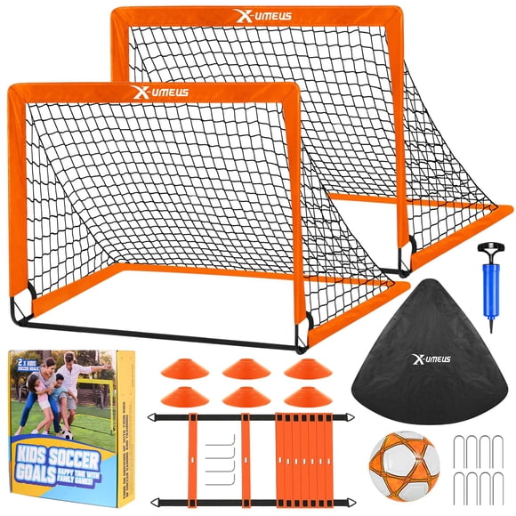 Portería de fútbol infantil X-UMEUS de 120 x 95 x 90 cm con balón de fútbol y escalera