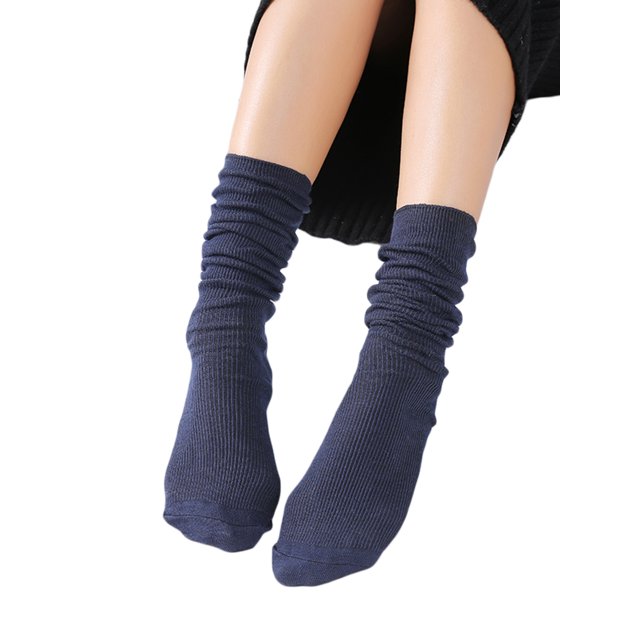 Mialoley Female Cotton Stocking, Solid Color Long Tube Socks Loose Socks