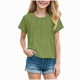 thumbnail image 2 of TOWED22 Girls Short Sleeve Shirts Cotton Crew Neck T-Shirt Kids Plain Tees Tops Size 5-12 Years(AG,9-10 Y), 2 of 4