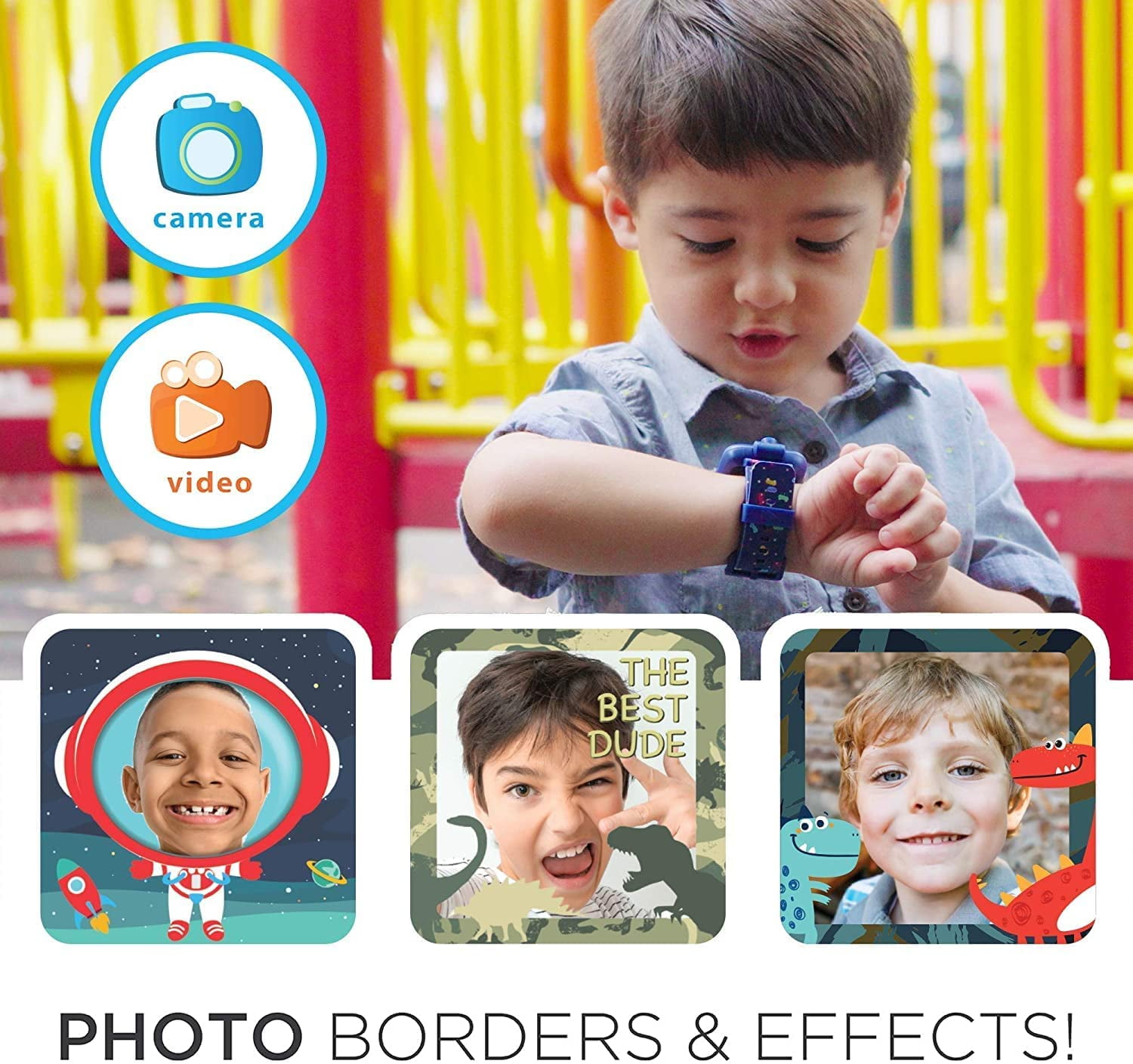 PlayZoom 2 Kids Smartwatch - Video Camera Selfies STEM Gift for Kids (Shark Print in Blue)
