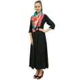 thumbnail image 4 of Bimba Women's Designer Black A-Line Kurta Kurti Indian Party Wear With Scarf-8, 4 of 7