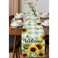 thumbnail image 4 of Sunflower Table Runner 70 Inches, Summer Botanical Floral Sage Green Plaid Welcome Bed Runner Dresser Scarves Tabletop for Indoor Outdoor Parties/Ceremony/Banquet, 13" x 70", 4 of 8