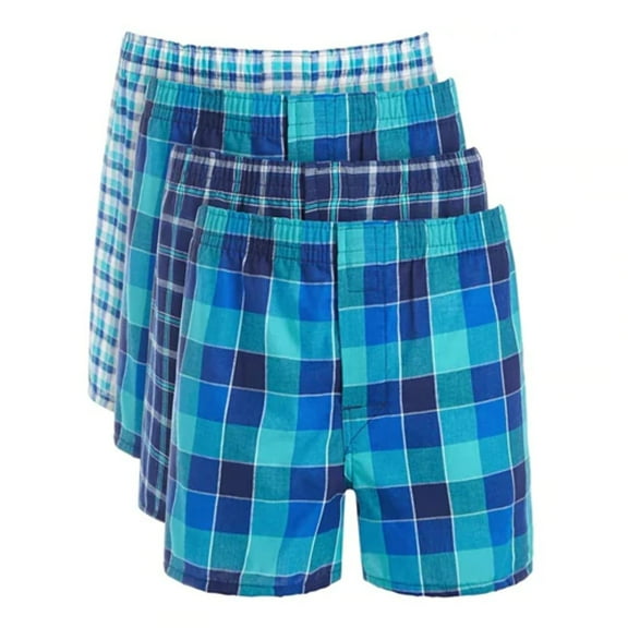 Hanes Premium Men's Stretch Woven Boxer Shorts 4pk - Blue/Green - Small (28-30)