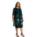 Plus Size Women Dress Elegant Mesh Print Midi Party Dresses 2022 Autumn Lady Casual Slim Christmas Evening Outfits Blue 3XL 4XLL Gao Jinjia LED