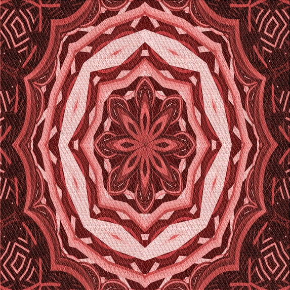 Ahgly Company Indoor Square Patterned Crimson Red Area Rugs, 7' Square